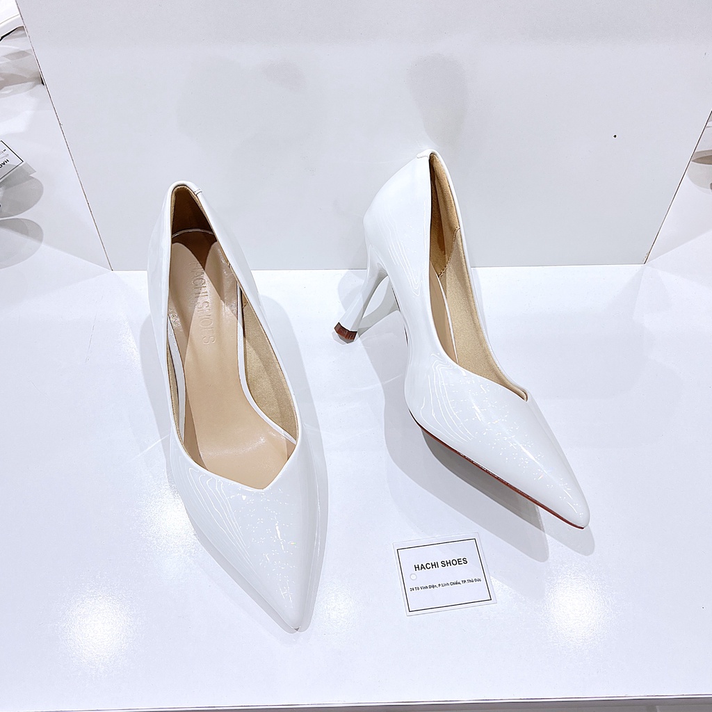 Giày cao gót da bóng mũi nhọn gót nhọn cao 7cm C026 - HACHI SHOES