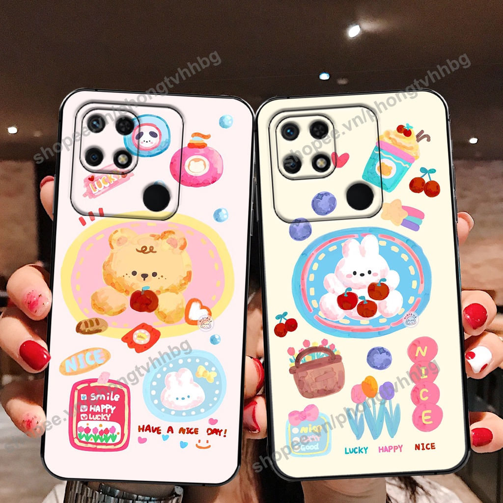 Ốp lưng Xiaomi Redmi 9C / Redmi 10c GẤU DÂU chi bi hoạt hình cute siêu rẻ