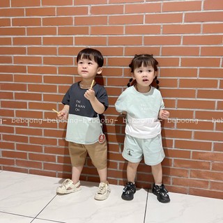 Áo cộc cotton phối tay cho bé trai và bé gái