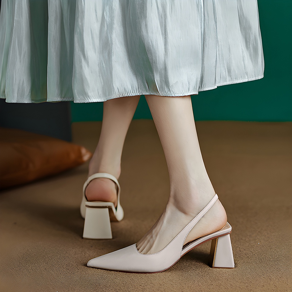 Giày cao gót mũi nhọn basic, giày cao gót slingback thanh trang nhã cao 7cm_AA0375