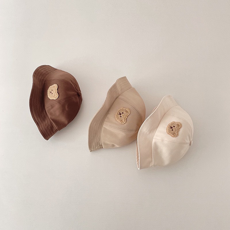 Mũ vành tròn cho bé, mũ vành tròn trẻ em 1-3 tuổi, nón vành tròn trẻ em hình gấu, chất vải thoáng mát BABY BOO SHOP