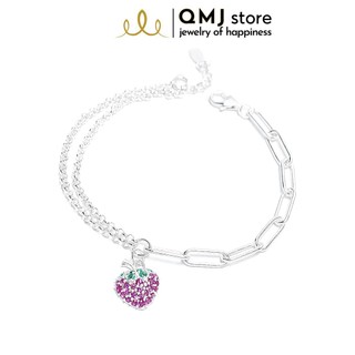 Lắc tay bạc QMJ Uyên ương mix charm dâu tây - Q219