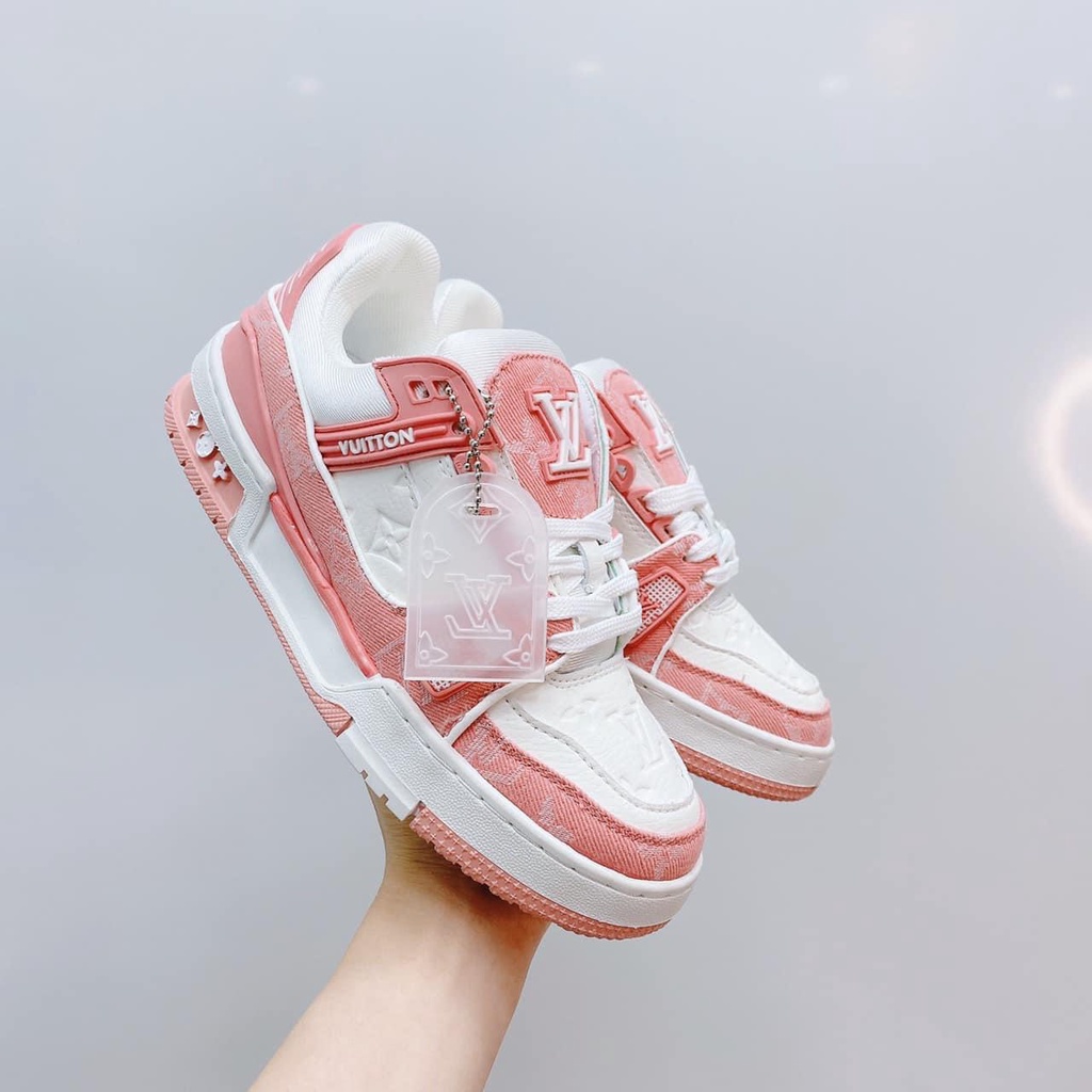 Giày LV Louis Vuitton Trainer Black White, Giày Sneaker LV Nam Nữ Mẫu Mới Hot Hit 2 Phiên Bản Màu Sắc Hàng Cao Cấp