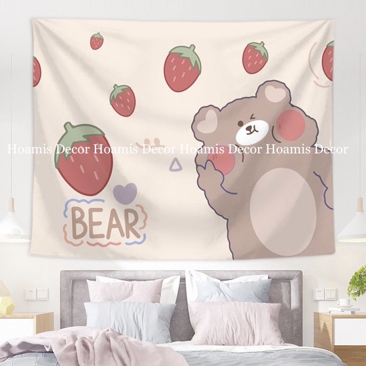 Sẵn Hcm - Ship Hỏa Tốc Tranh Vải Treo Tường /Thảm vải Decor Phòng Cho Bé Họa Tiết Anime Gấu Đáng Yêu Hot Nhất 2023