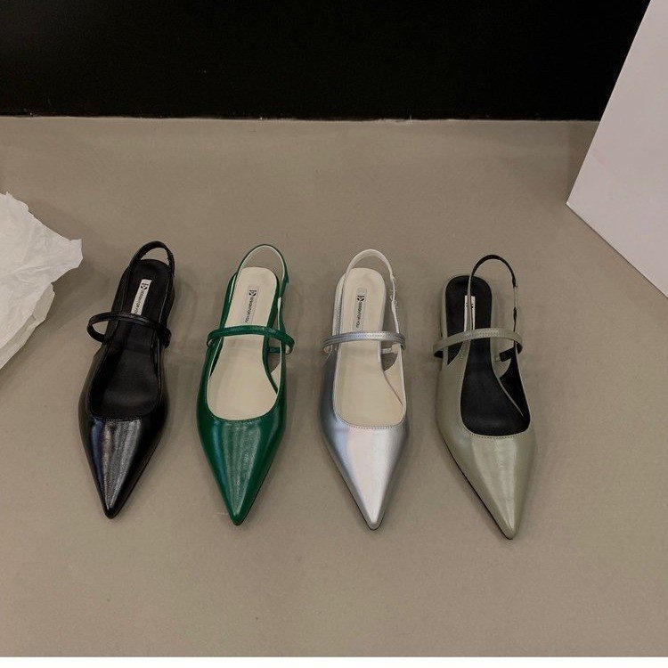 One Giày Da Mũi Nhọn Phối Khóa Cài Thời Trang Mùa Xuân Thu 2023 Dành Cho Nữ