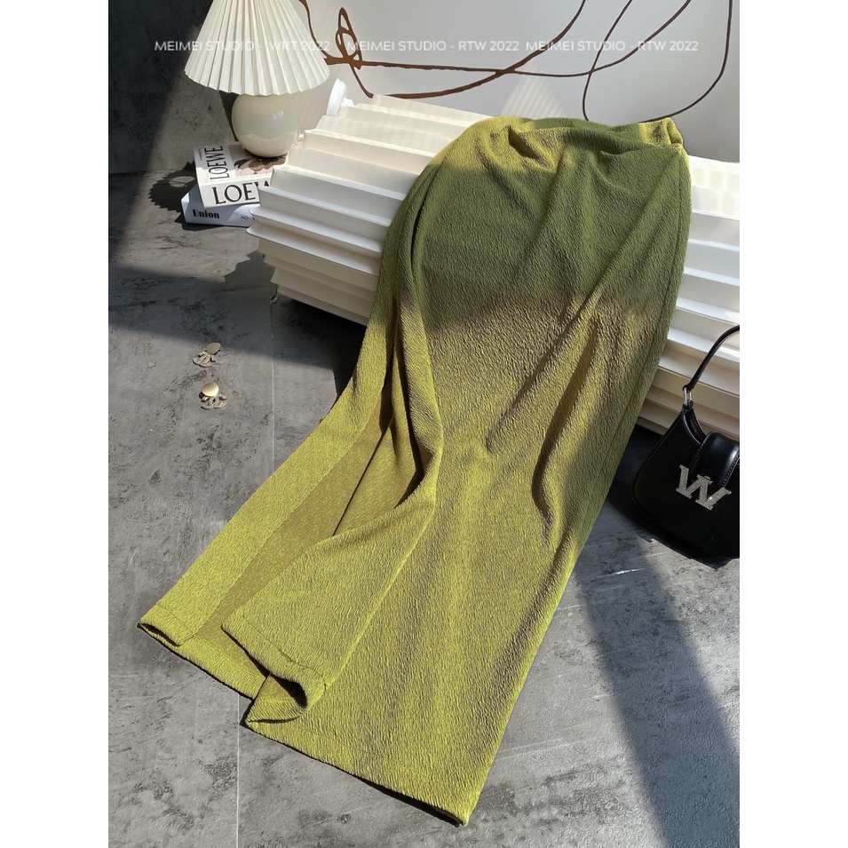 Đầm Gogi xốp nhăn 2 dây xích - Váy xẻ đùi dáng midi ôm body - Mặc đi chơi, đi biển | XTV17 | MeiMei Studio