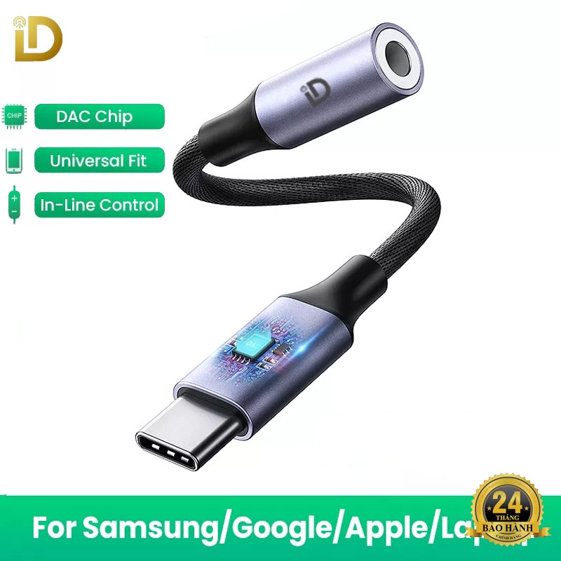 Cáp nối Chuyển Type C Sang 3.5mm Chip DAC Cho Loa Tai Nghe ID CD102 - BH 24T đổi mới