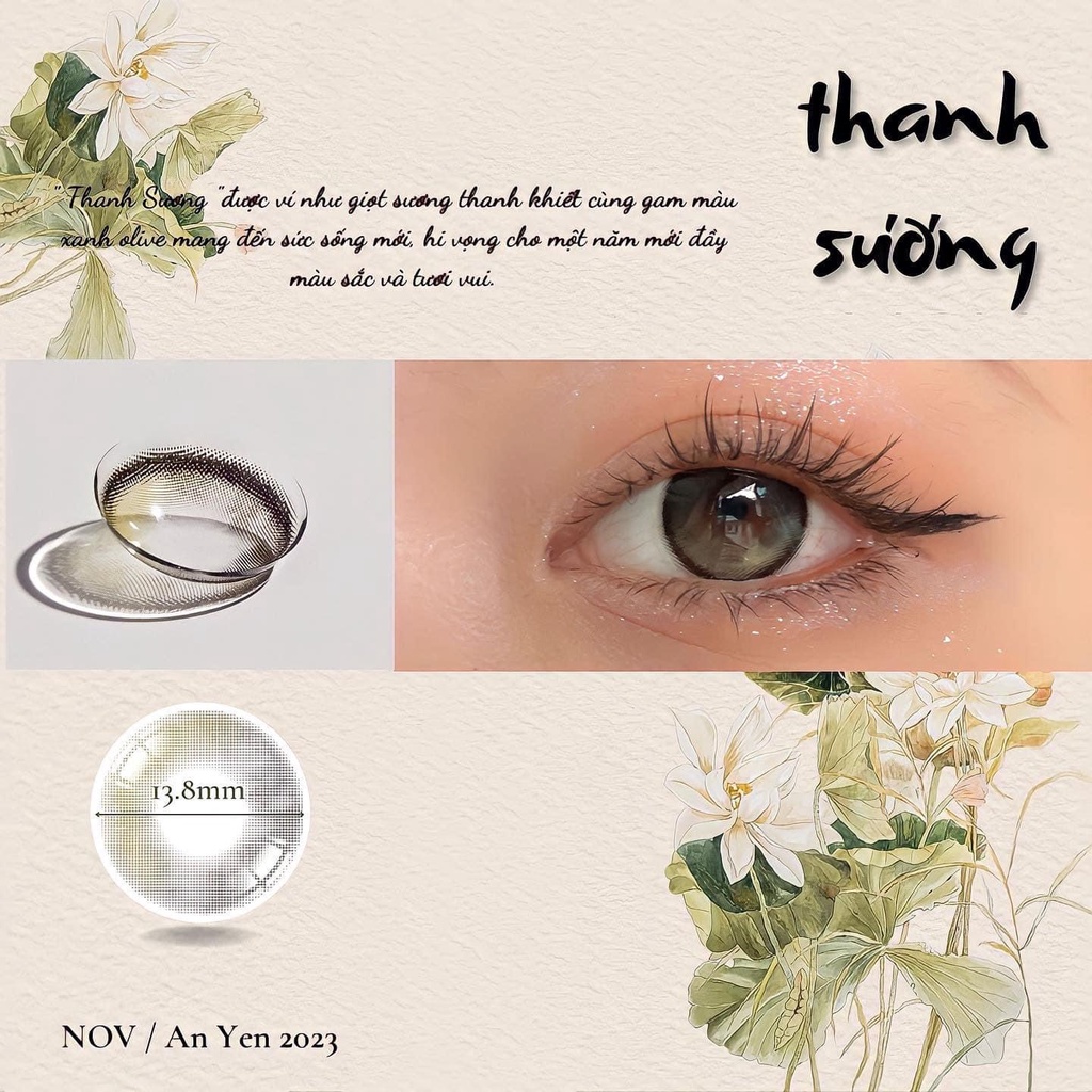 Kính Áp Tròng Màu Olive Thanh Sương Hiệu Ứng Bóng Mắt