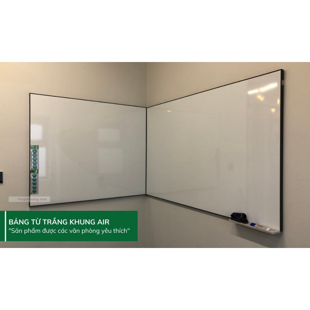 Bảng Từ Trắng Hàn Quốc Kích Thước 80x120cm - Khung Air Frame Mới - Khung mảnh chỉ 5mm bám vào bề mặt bảng