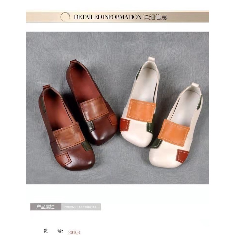 Giày Búp Bê Da Mềm Đế Bằng Phong Cách Retro Hợp Thời Trang Cho Nữ Size 35-43 41 42