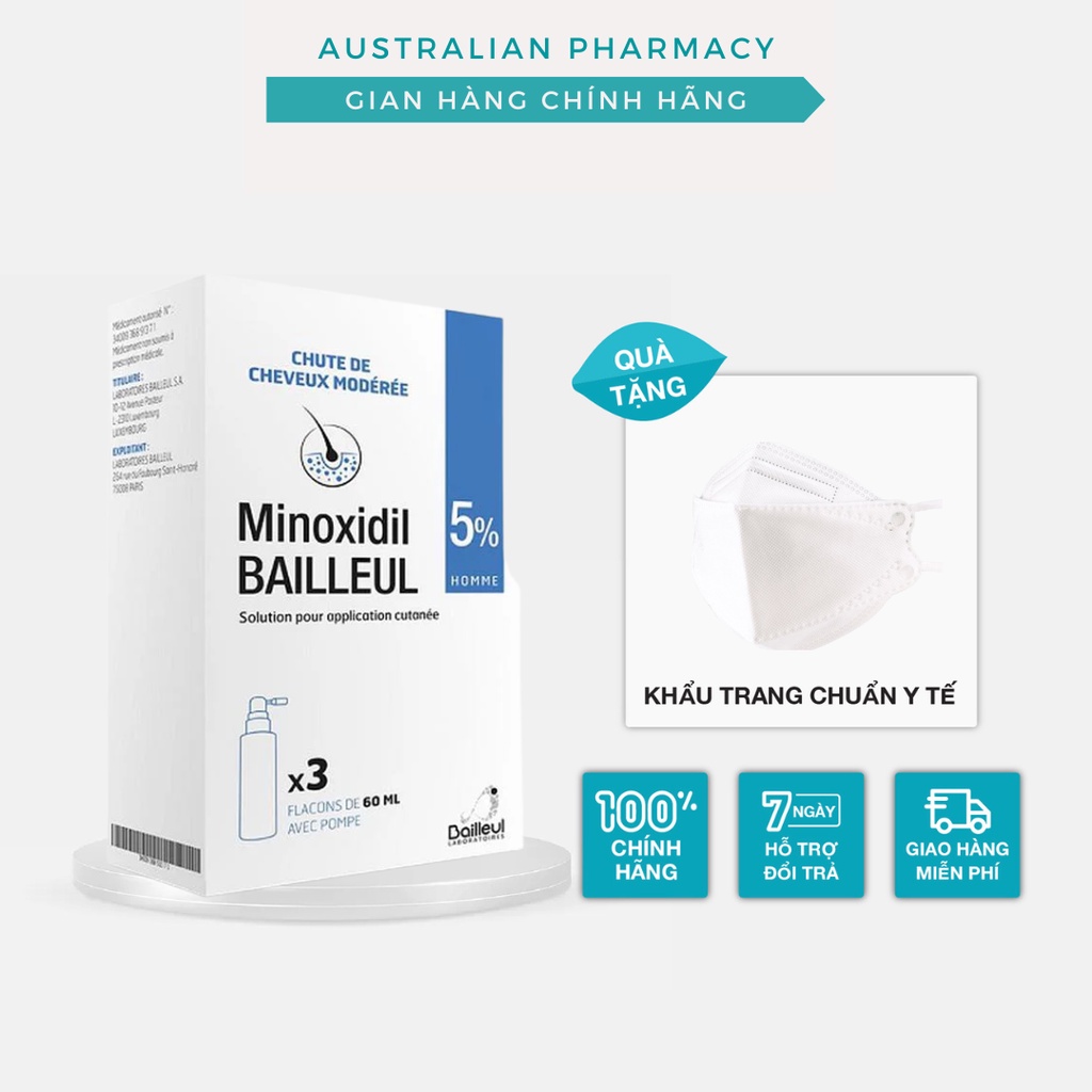 Xịt Mọc Tóc Minoxidil Bailleul 5% Chính Hãng Pháp, Giảm Rụng Tóc Và Kích Thích Mọc Tóc.