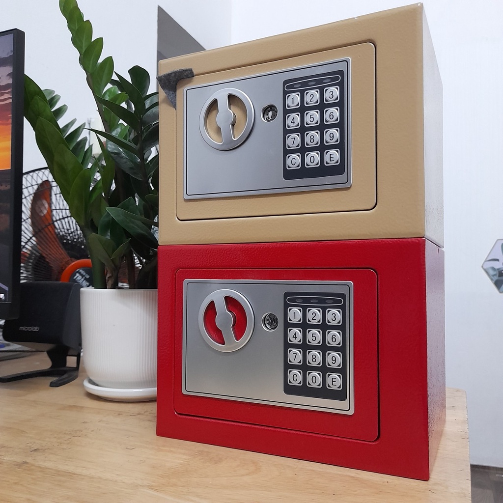 Két Sắt Mini Thông Minh AMYLY Két Sắt Mở Khóa Bằng Số Điện Tử Kích thước D23cm x R17cm x C17cm Hai Màu Trắng, Đen