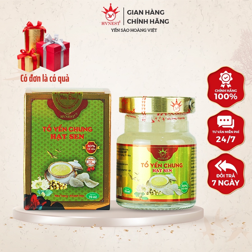 Yến Tươi Chưng Sẵn HVNEST Vị Hạt Sen 70ml