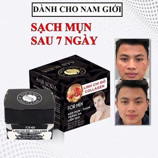 Kem mụn dành cho nam giới trắng da xóa vết thâm liền sẹo rỗ dưỡng chất Linh Chi Đỏ - Collagen For Men SAN NORA 20g