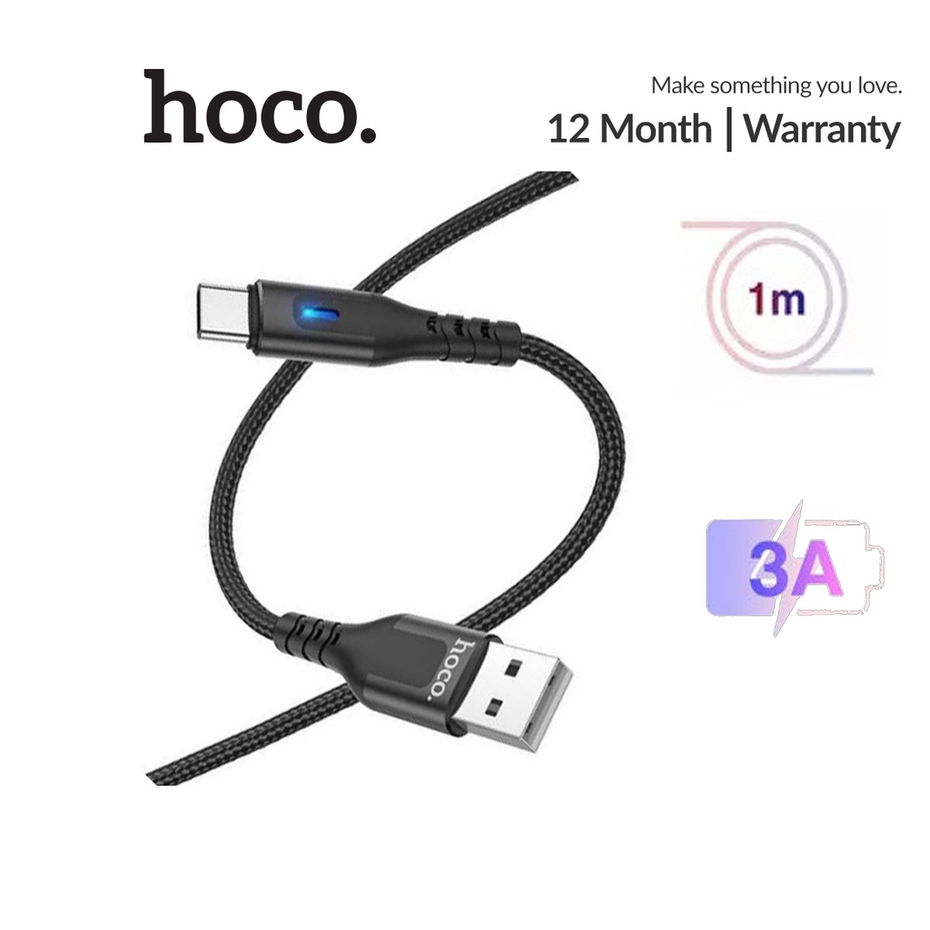 Cáp sạc đèn Led Hoco DU08/DU08 Plus Type-C sạc nhanh 3A dây dù chống đứt cho Android