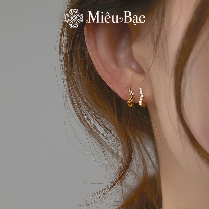 Bông tai bạc nữ Miêu Bạc vòng tròn đeo vành tai cá tính chất liệu s925 phụ kiện trang sức nữ MB04