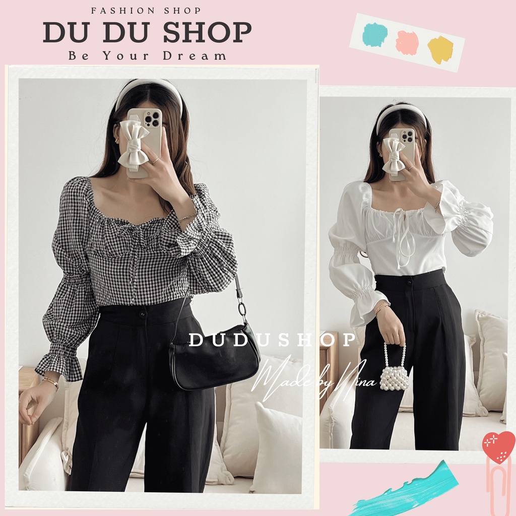 Áo sơ mi thô croptop dài tay bo chun tay cá tính Hàn Quốc có ảnh thật-dd99