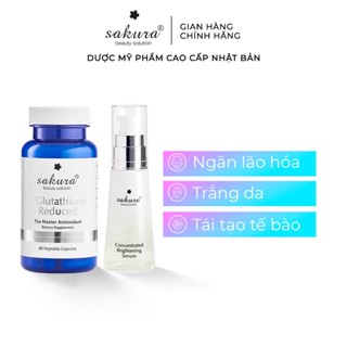 Bộ 2 sản phẩm viên uống trắng da Glutathione và serum dưỡng trắng da Sakura