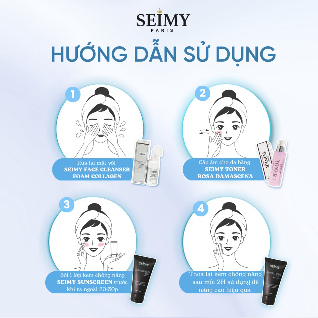 Kem chống nắng dưỡng da dưỡng trắng Seimy - Sunscreen 24h 40ml