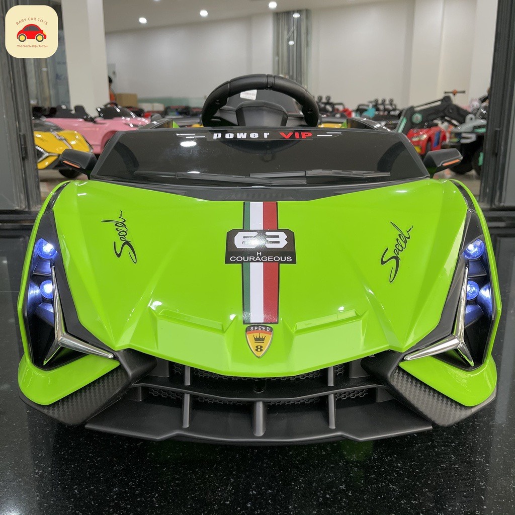 Ô tô điện XGZ 7188 Lamboghini  bánh cao su ghế nệm da cao cấp 2 động cơ