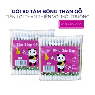 Tăm bông thân gỗ bịch 100 que, tăm bông ráy tai thân thiện với môi trường