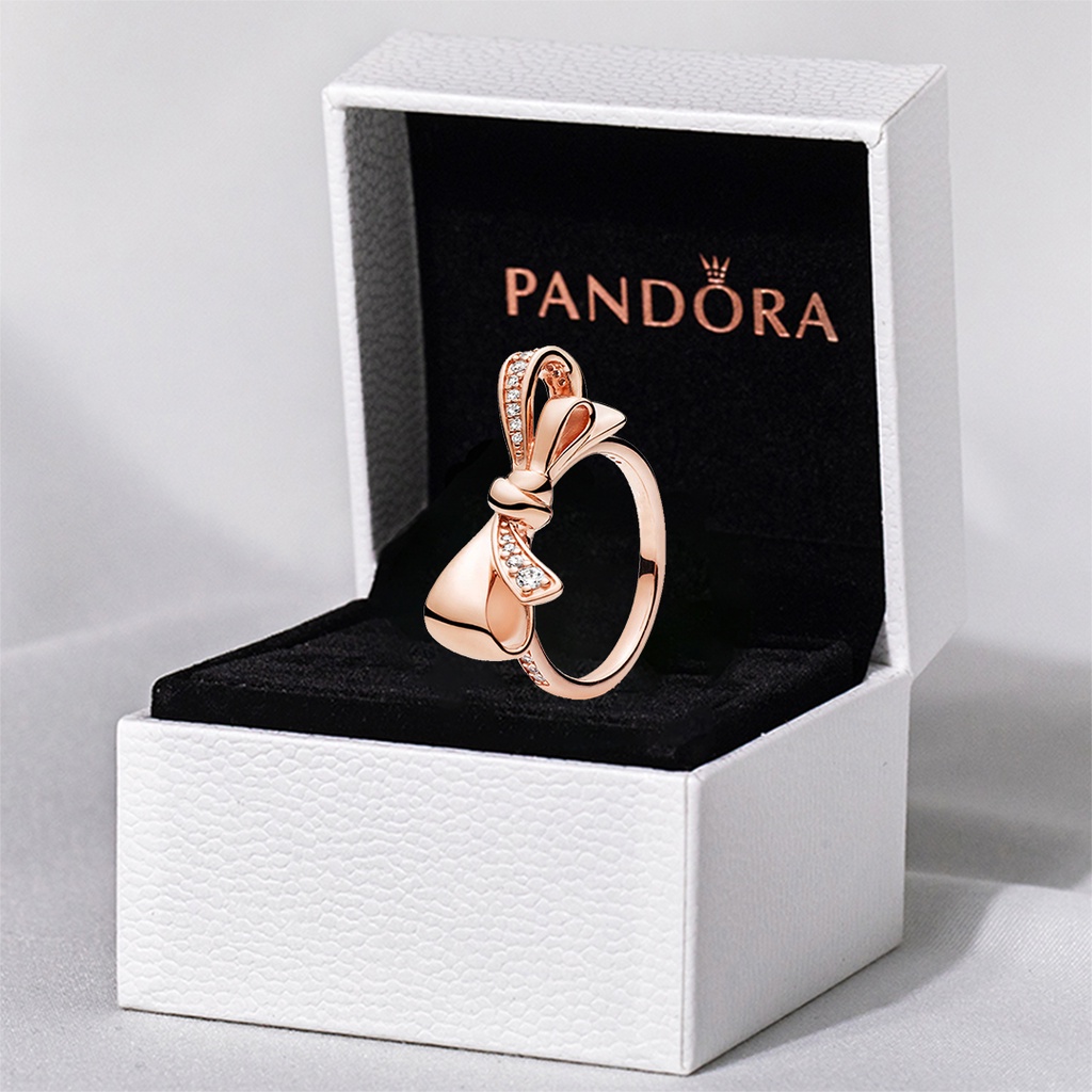 Nhẫn Pandora Bow Gorgeous Rose Gold Ring - Bạc cao cấp S925 ALE -Tuyển