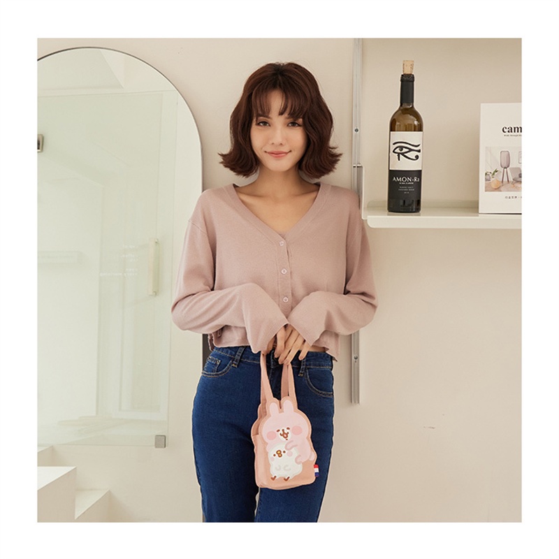 Túi xách canvas 3 chiều thỏ Kanna hoạt hình dễ thương cho cô gái yêu màu hồng mới của Nhật Bản
