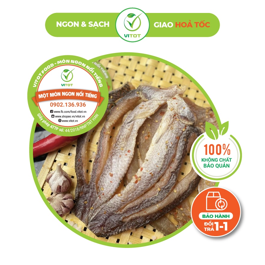 Khô Cá Lóc 2 Nắng VITOT Ngon Đậm Đà Đến Từng Thớ Thịt, Đóng Gói 500gr