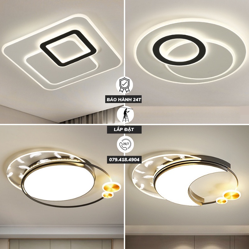 Đèn ốp trần đèn ốp thạch cao phòng khách 3 chế độ đổi màu 3 hình tròn_vuông_hình chữ nhật Lỗi 1 đổi 1 BH 2 năm