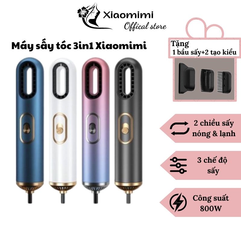 Máy sấy tóc 3 in 1 sấy tạo kiểu đa năng uốn duỗi thẳng hai chiều nóng lạnh tạo kiểu tóc chuyên nghiệp XIAOMIMI D5.027.XA
