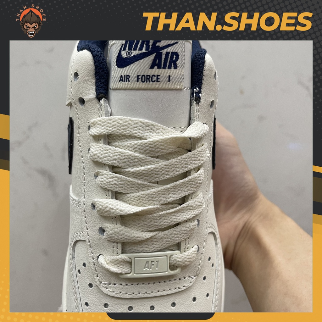 Giày Air Force 1 Low 07 Cream White Navy Skate, AF1 Trắng Móc Xanh Đế Xanh - Than.Shoes