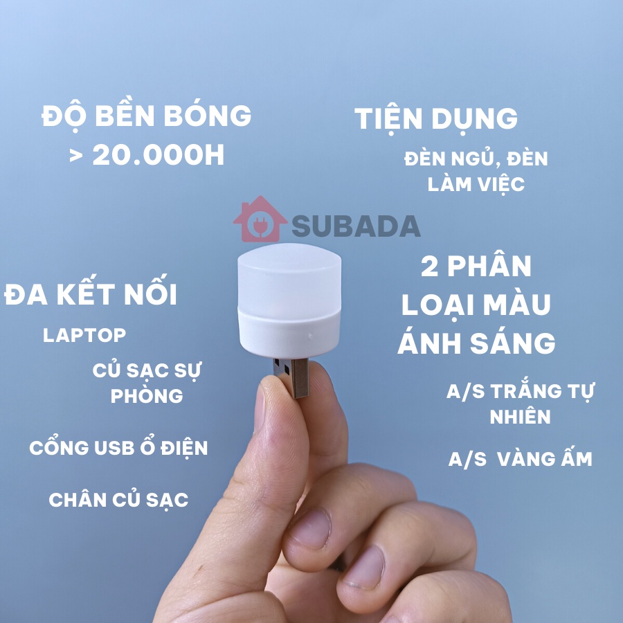 Đèn ngủ led usb mini SuBaDa bảo vệ mắt thiết kế đơn giản tiện dụng trang trí phòng ngủ-khách-quán cafe/cửa hàng DN04 | BigBuy360 - bigbuy360.vn