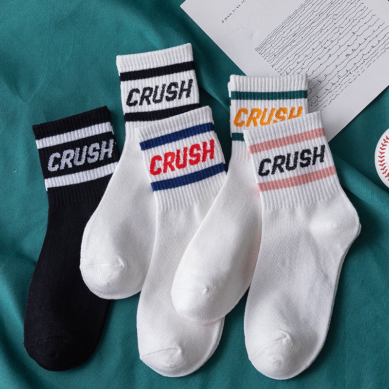 Tất Vớ Nam Nữ Cổ Trung Crush Chất Mỏng Mát  Phong Cách Cá Tính Phối Giày Sneaker Cực Chất