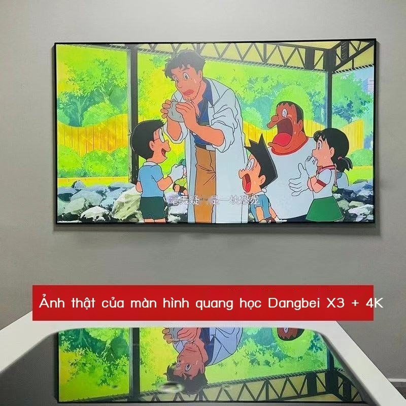 Màn chống chói máy chiếu khung tranh pha lê xám gia đình kim loại độ nét cao 4k hình đen viền siêu hẹp treo tường