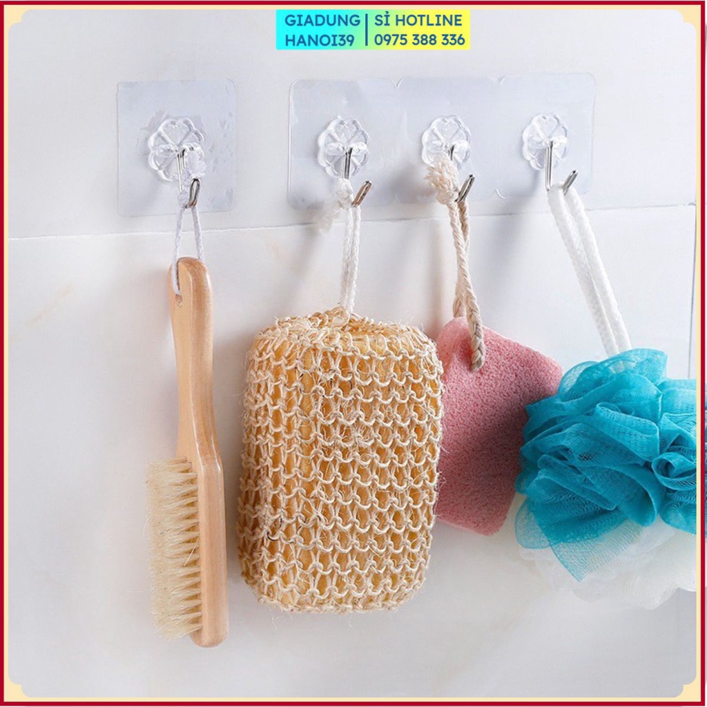 (COMBO - 10 MÓC) Móc dán tường siêu dính, trong suốt, chịu lực 10kg - Móc dính tường treo đồ chắc chắn 6*6cm