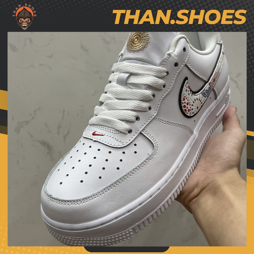 Giày Air Force 1 Custom Flower, AF1 Trắng Móc Hoa - Than.Shoes