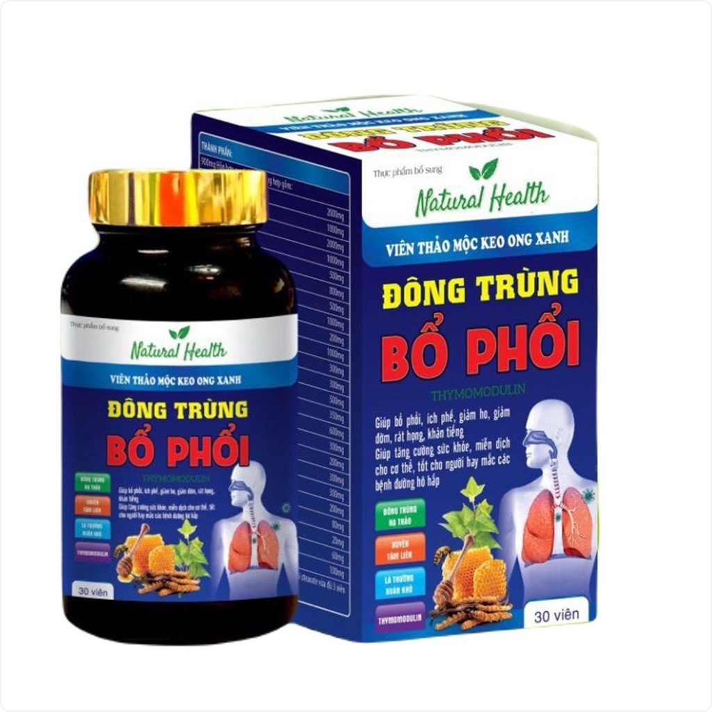 Combo 2 hộp - Viên Uống Thảo Mộc Keo Ong Xanh Đông Trùng Bổ Phổi Giúp Bổ Phổi, Ích Phế, Giảm Ho, Giảm Đờm, Rát Họng