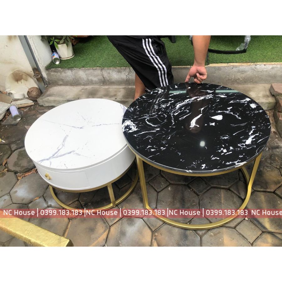 Đơn tỉnh ib shop - Bàn trà tròn Sofa phòng khách mặt đá hiện đại. Bàn đôi NC House thông minh có ngăn chứa đồ cao cấp | BigBuy360 - bigbuy360.vn