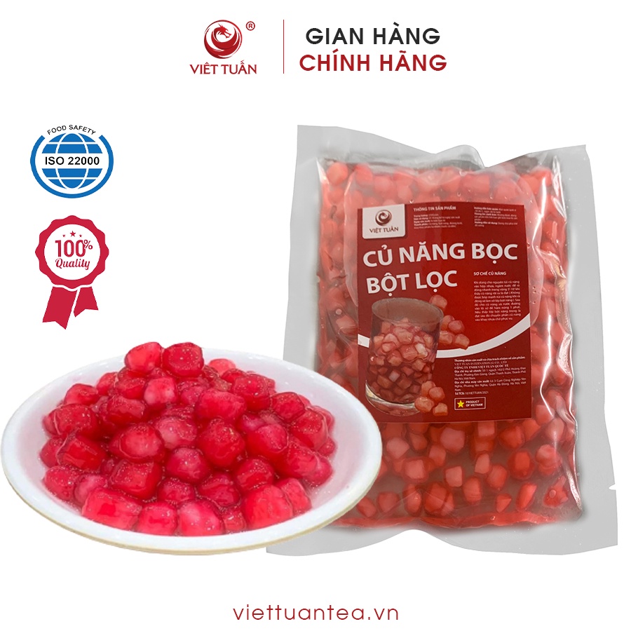 Củ Năng Bọc Bột Lọc Làm Sẵn Nguyên Liệu Ăn Chè, Sữa Chua Ngon Tuyệt Hiệu Việt Tuấn (Gói 250gr) Tiện Lợi