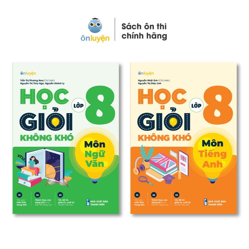 Sách Lớp 8- Combo 2 Cuốn Học Giỏi Không Khó môn Văn Anh lớp 8 - Uribook
