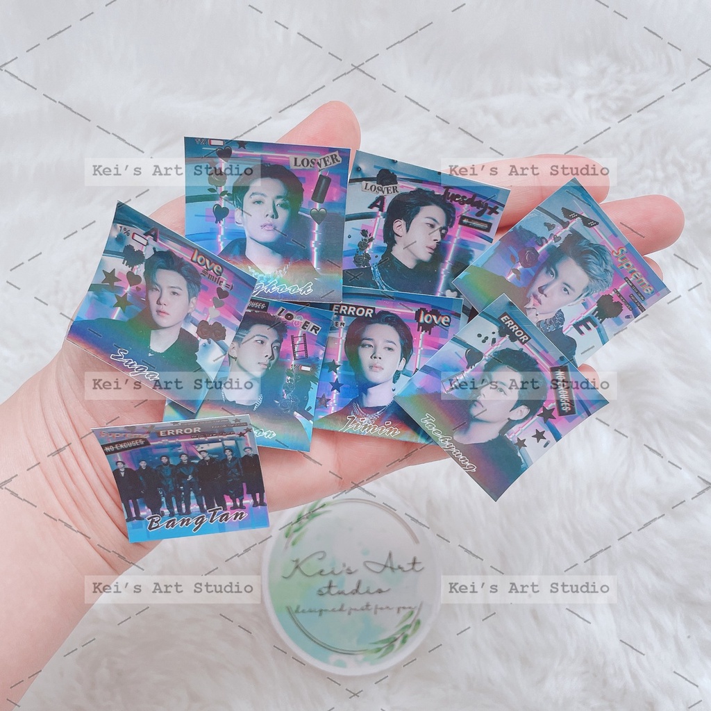 Set 80 cái sticker tem niêm phong BTS size 3,5 - 4cm vuông, cán bóng, cắt rời sẵn