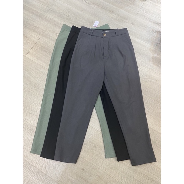 Quần Nữ Baggy Công Sở Co Giãn Màu Trơn 38-72KG LÁ IN HOA: Đen, Xanh Mint, Xám Tro