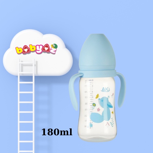 Bình Sữa Cổ Rộng Kichilachi Aki PP 160ml 180ml Bình Sữa Cổ Rộng Cho Bé Có Tay Cầm