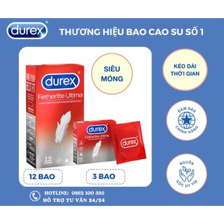 Bao cao su Durex Fetherlite siêu mỏng, size 52.5mm, 12 bao/hộp