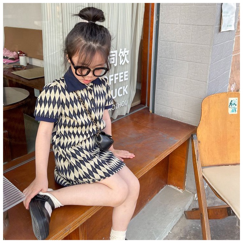 Đầm thun IQ ANGEL cổ polo phong cách Hàn Quốc thời trang cho bé gái