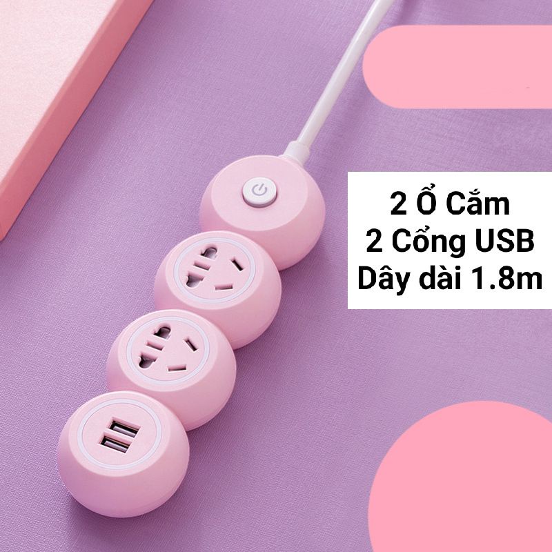 Ổ căm điện đa năng hình cây kẹo kéo kèm cổng sạc USB Ráp ổ cắm thông minh chống giật điện, nhiều màu để chọn lựa