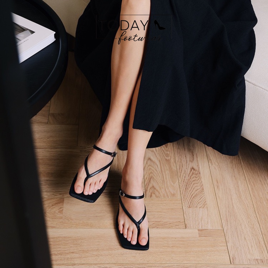 Guốc sandal cao gót xỏ ngón nữ thiết kế mũi vuông quai mảnh nhẹ nhàng thanh lịch Today Footwear | TD0054