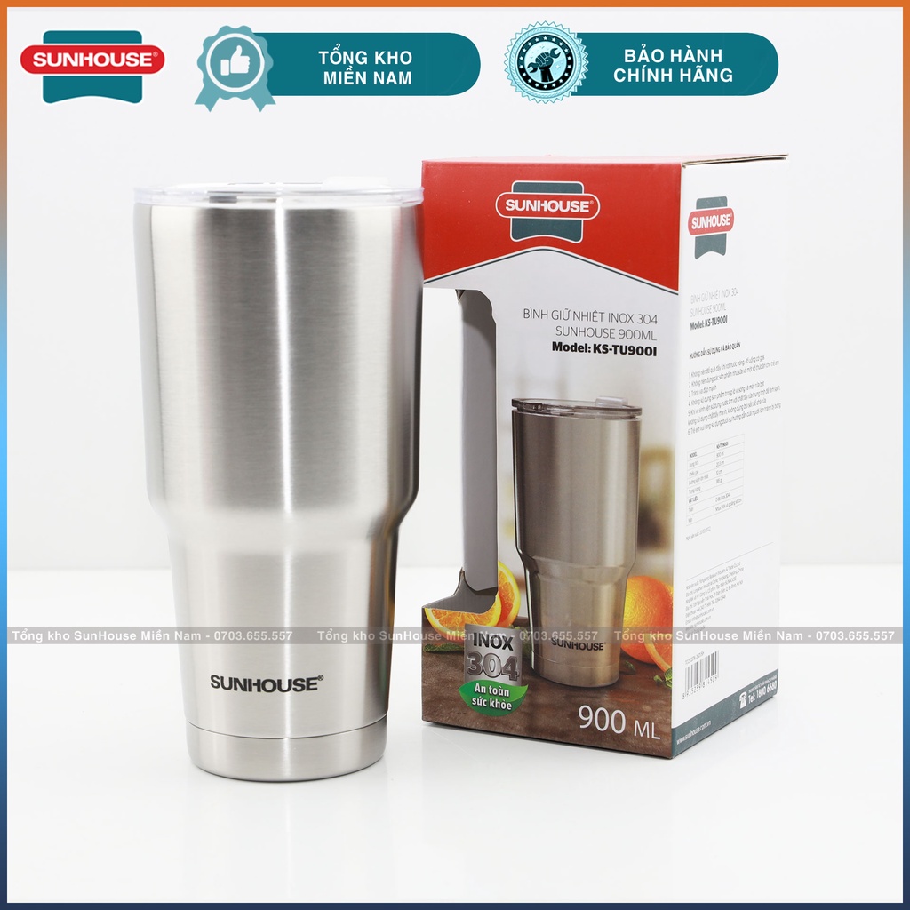 Ly giữ nhiệt inox 900ml kèm nắp