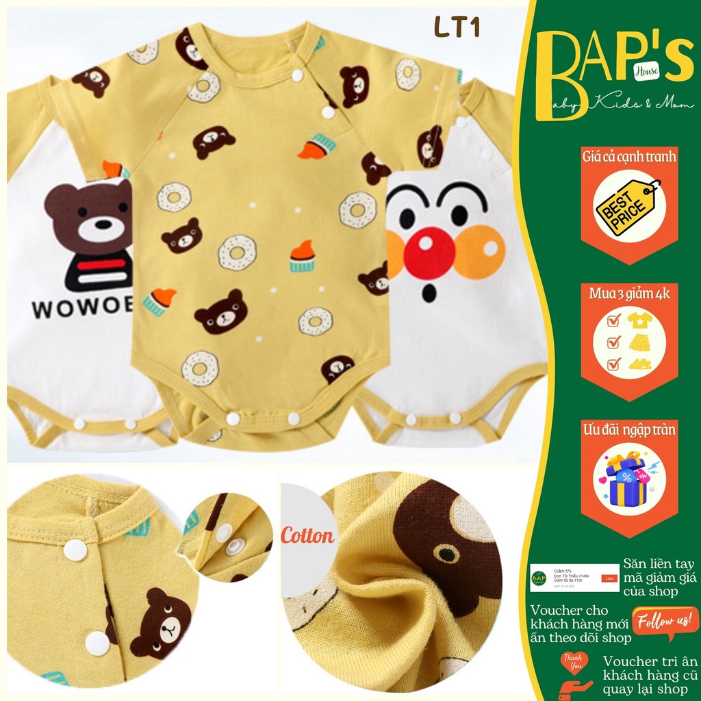 Bodysuit Cho Bé Gái Bé Trai , Bộ Body Cho Bé Sơ Sinh Đến 24 Tháng Tuổi BAP's House LT1