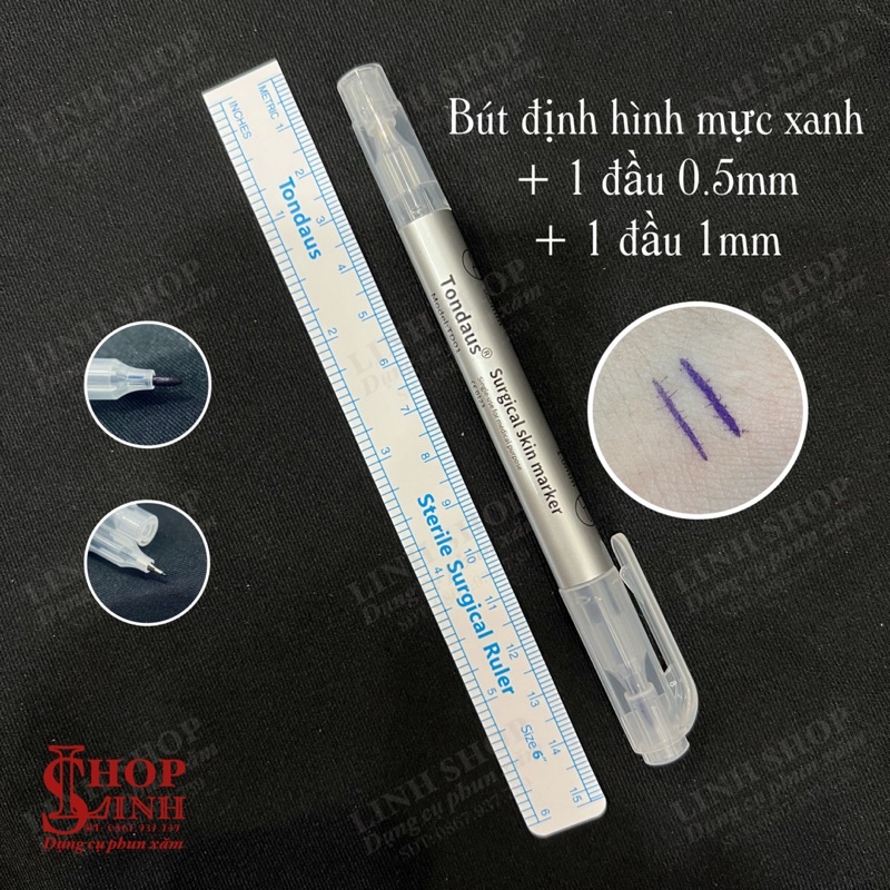 Bút định hình mực xanh Tondaus lâu trôi loại 0.5mm 1mm